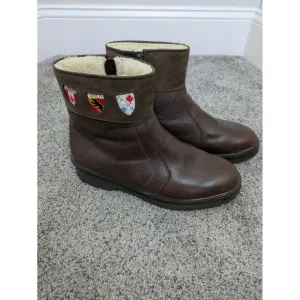 Pajar Canada Women's/ Men's Brown Leather  Tracker Side Zip Sherpa Lined Patches