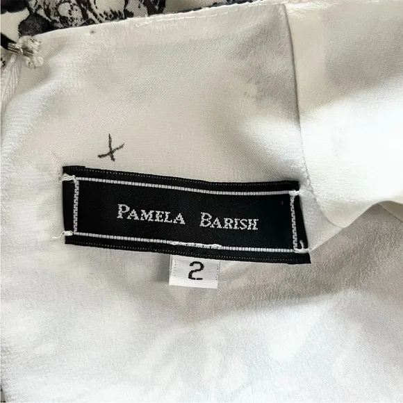 PAMELA BARISH Ivory Silk Vintage Floral Print 3/4 Sleeve Bias Cut Maxi Dress 2