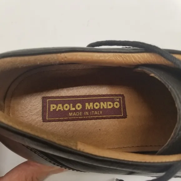 Paolo Mondo Mens Size 12EEE 53097 Oxford Derby Black Leather Lace Up Dress Shoe