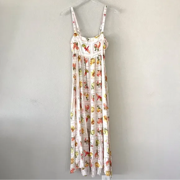 Paper Heart Anthropologie Bright Citrus Fruit Maxi Dress
