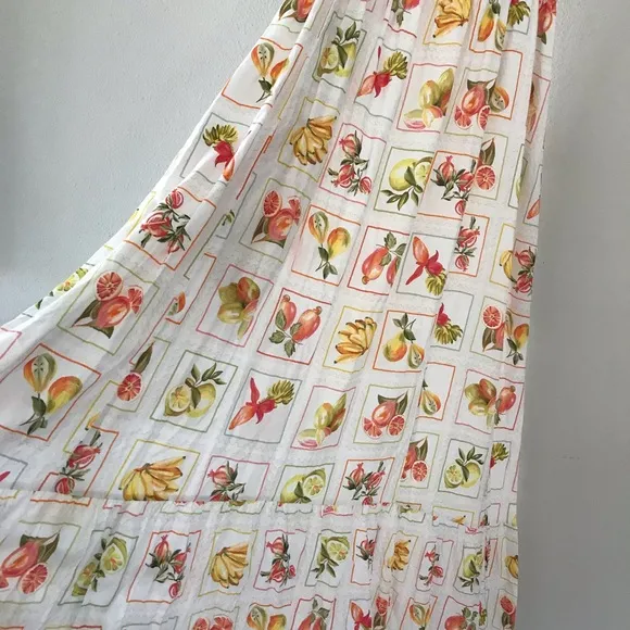 Paper Heart Anthropologie Bright Citrus Fruit Maxi Dress