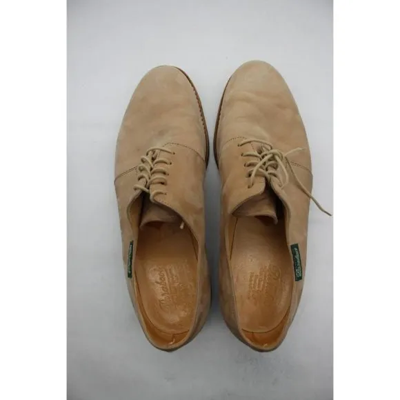 Paraboot Plain Toe Men's Size UK 10 Beige Suede Leather Derby Dress Shoes