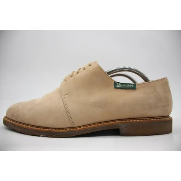 Paraboot Plain Toe Men's Size UK 10 Beige Suede Leather Derby Dress Shoes