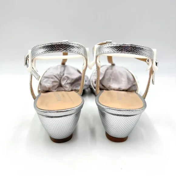 Paradox London Pink Womens Size 7 Tessa Silver Low Wedges Dress Sandals Shoes