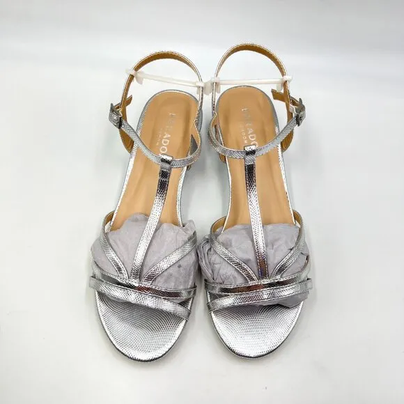 Paradox London Pink Womens Size 7 Tessa Silver Low Wedges Dress Sandals Shoes