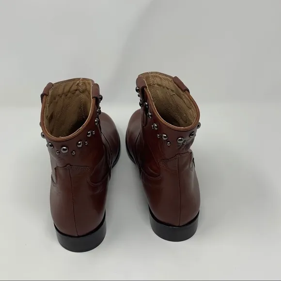 Patricia Green Calista Brown Leather Studded Boots Shoes Women Size 6 Western