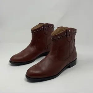 Patricia Green Calista Brown Leather Studded Boots Shoes Women Size 6 Western