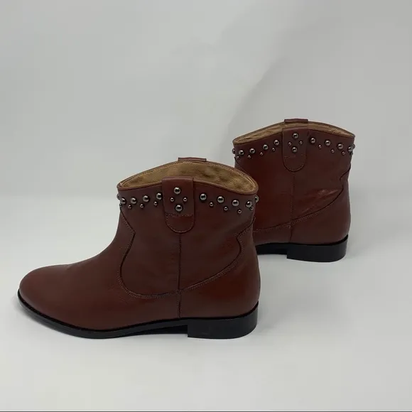 Patricia Green Calista Brown Leather Studded Boots Shoes Women Size 6 Western