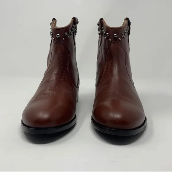 Patricia Green Calista Brown Leather Studded Boots Shoes Women Size 6 Western