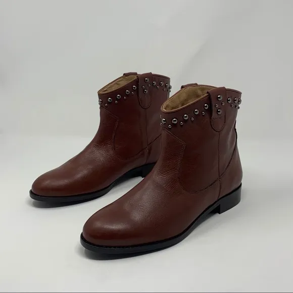 Patricia Green Calista Brown Leather Studded Boots Shoes Women Size 6 Western