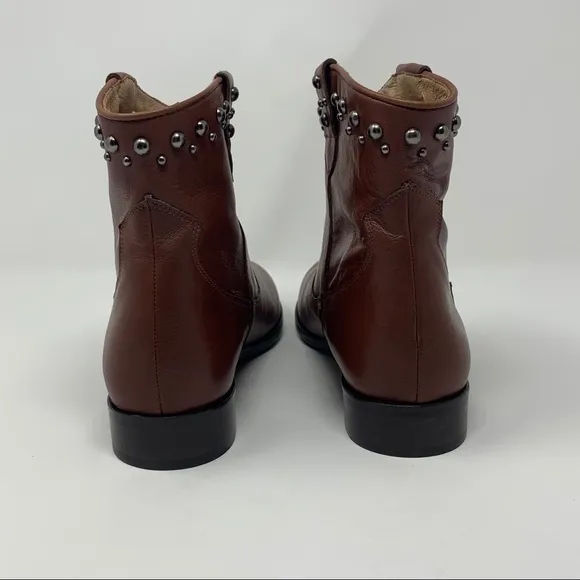 Patricia Green Calista Brown Leather Studded Boots Shoes Women Size 6 Western