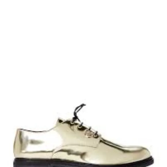 Patrizia Pepe Oxford Girls Gold Leather Derby Shoe