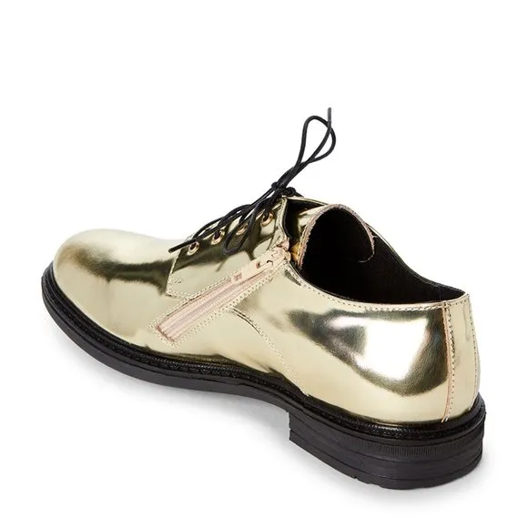 Patrizia Pepe Oxford Girls Gold Leather Derby Shoe