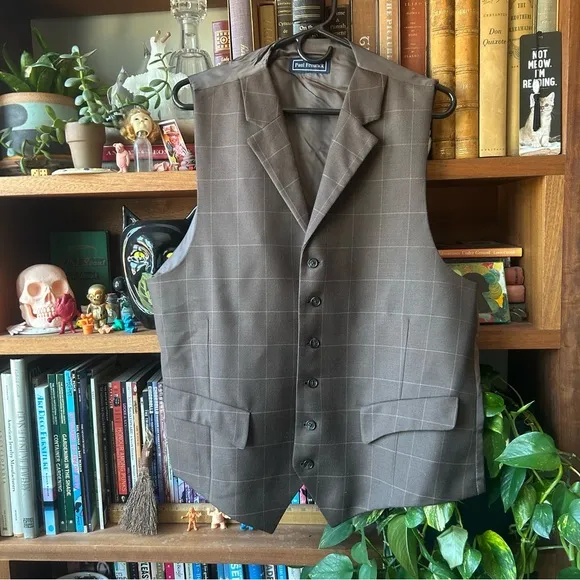 Paul Fredrick Brown Checkered Men's Vest