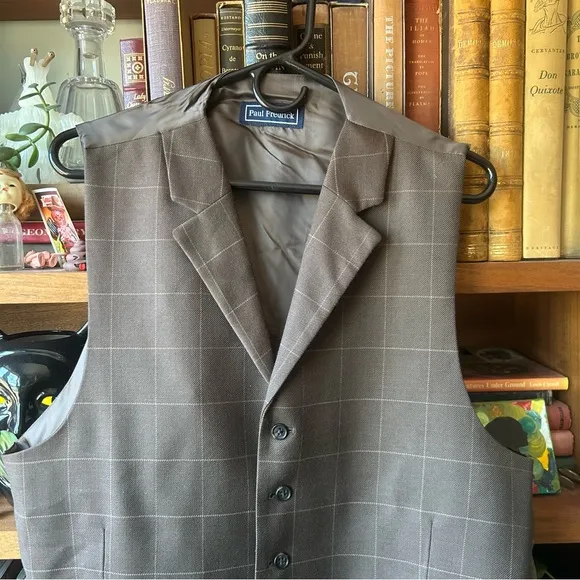 Paul Fredrick Brown Checkered Men's Vest
