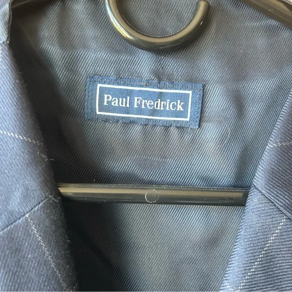 Paul Fredrick Men's Navy Checkered Wool Vest