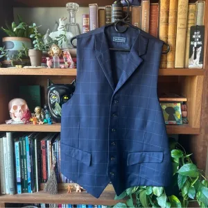 Paul Fredrick Men's Navy Checkered Wool Vest