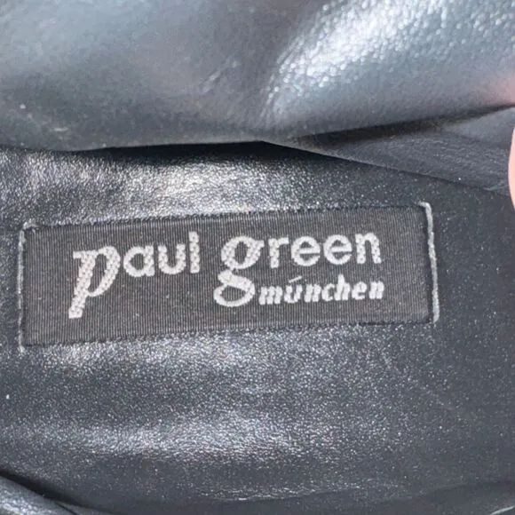 Paul Green Ankle Boots Women's Size 7 Black Leather Wingtip Buckle Side Zip