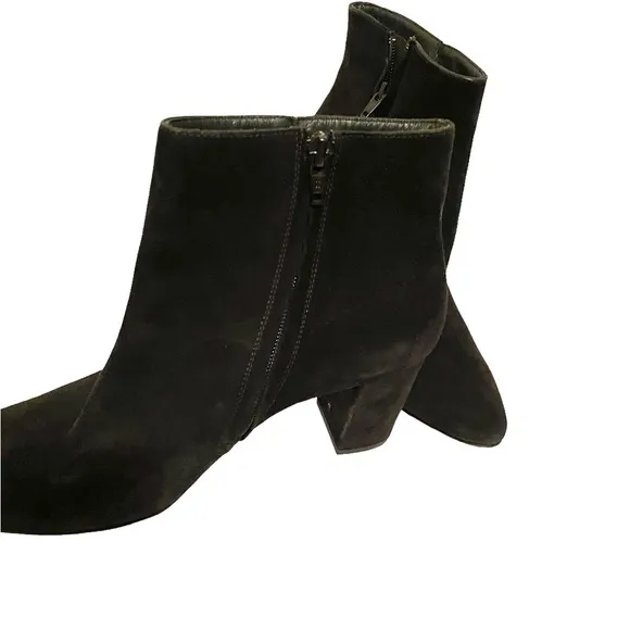 Paul Green Black Suede Booties Ankle Boots Side Zip Size 6 1/2 EU/9 US