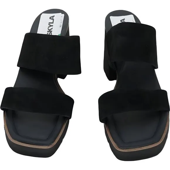 Paul Green Lancy Women's Black Softnubuk Slip-On Block Heels Size 6.5