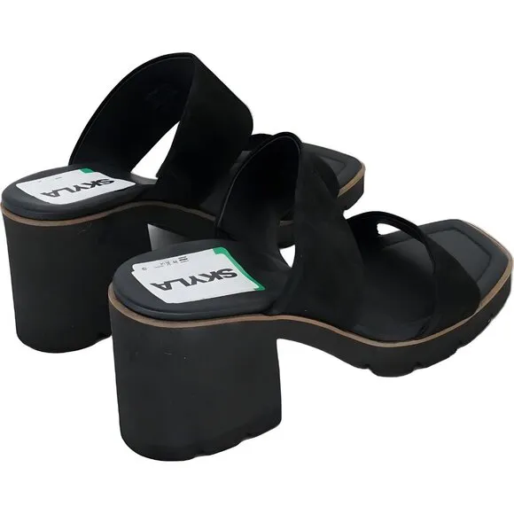 Paul Green Lancy Women's Black Softnubuk Slip-On Block Heels Size 6.5