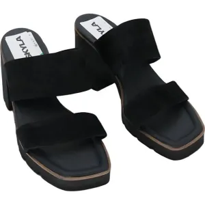 Paul Green Lancy Women's Black Softnubuk Slip-On Block Heels Size 6.5