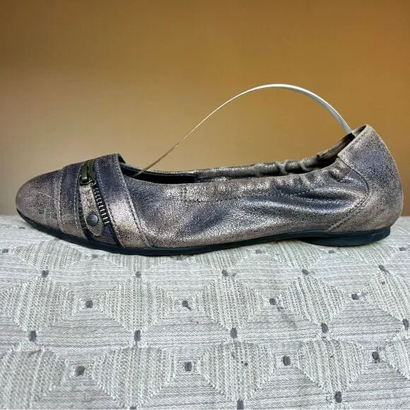 Paul Green Townsend Distressed Metallic Bronze Leather Ballet Flat UK 4.5 US 6.5