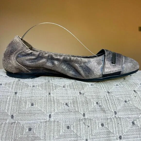 Paul Green Townsend Distressed Metallic Bronze Leather Ballet Flat UK 4.5 US 6.5
