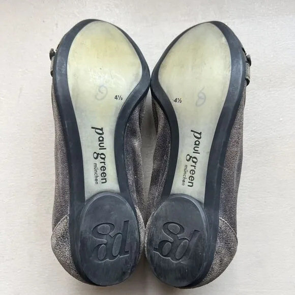 Paul Green Townsend Distressed Metallic Bronze Leather Ballet Flat UK 4.5 US 6.5
