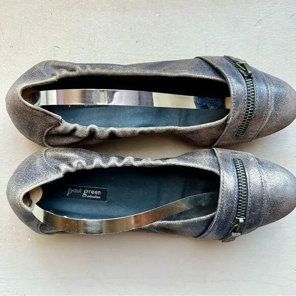 Paul Green Townsend Distressed Metallic Bronze Leather Ballet Flat UK 4.5 US 6.5
