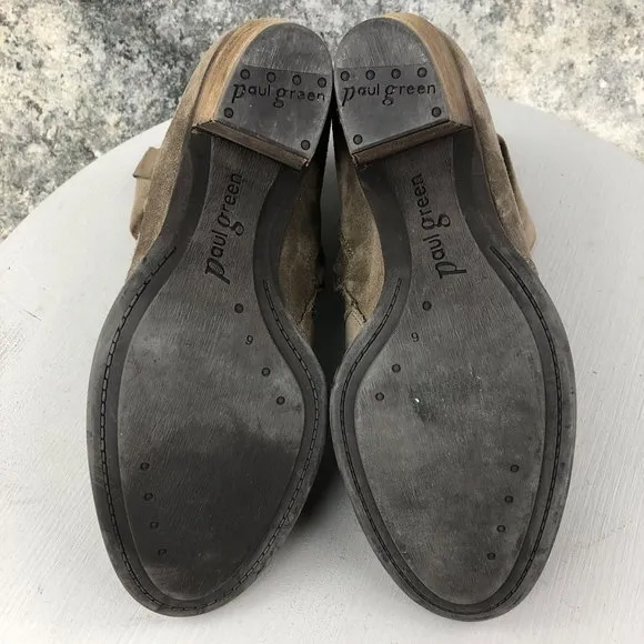 Paul Green Women's UK 6 (US 8.5) Brown Leather Suede Side Zip Ankle Booties
