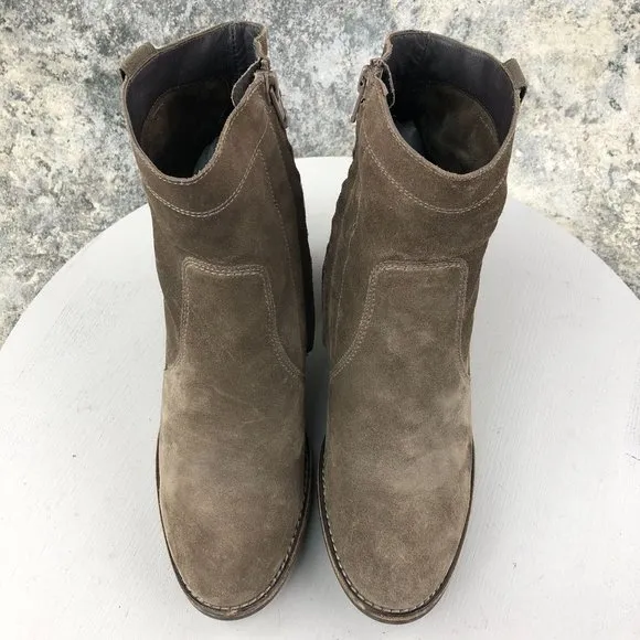 Paul Green Women's UK 6 (US 8.5) Brown Leather Suede Side Zip Ankle Booties