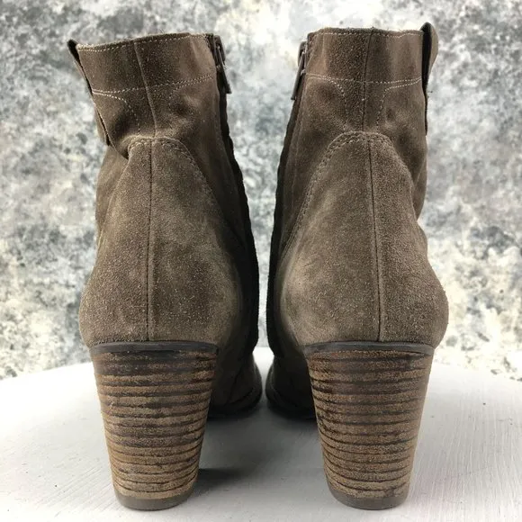 Paul Green Women's UK 6 (US 8.5) Brown Leather Suede Side Zip Ankle Booties