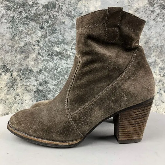 Paul Green Women's UK 6 (US 8.5) Brown Leather Suede Side Zip Ankle Booties