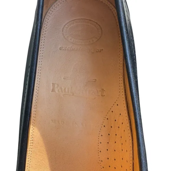 Paul Stuart Men's Black Leather Dress Shoes Loafers Tassel Italy 10.5