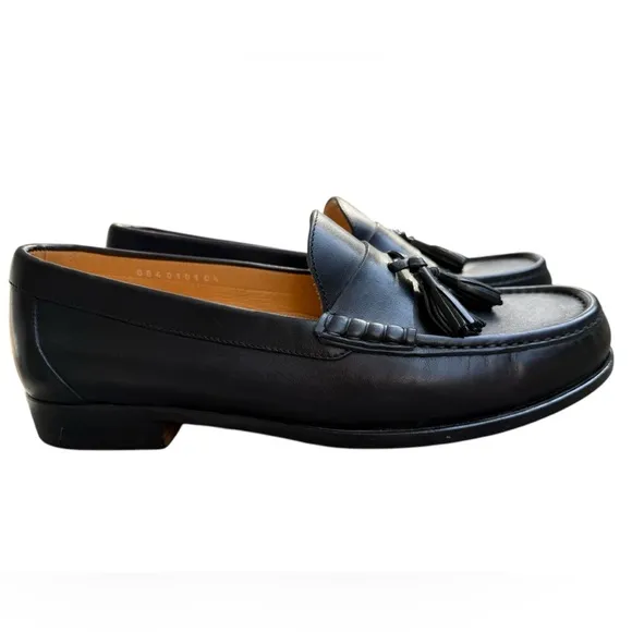 Paul Stuart Men's Black Leather Dress Shoes Loafers Tassel Italy 10.5