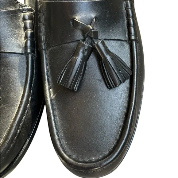 Paul Stuart Men's Black Leather Dress Shoes Loafers Tassel Italy 10.5
