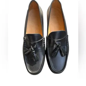 Paul Stuart Men's Black Leather Dress Shoes Loafers Tassel Italy 10.5