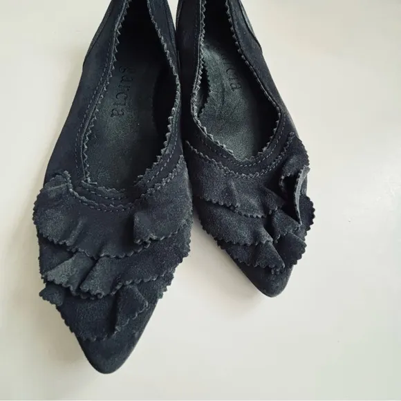 Pedro Garcia Albany Slip On Suede Leather Pointed Toe Ballet Flats Grey Sz 38/8