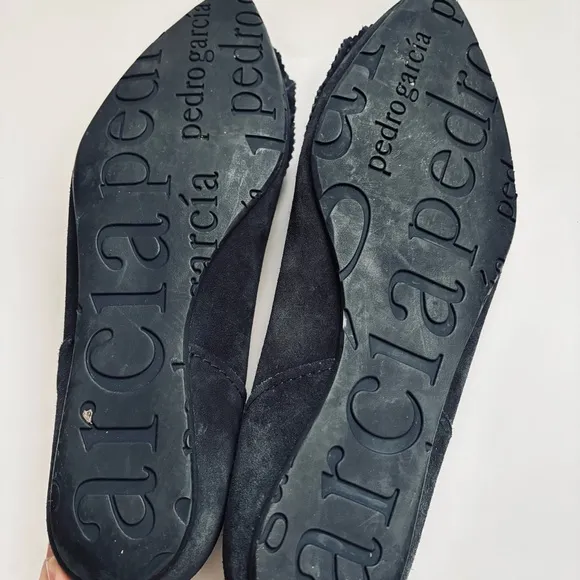 Pedro Garcia Albany Slip On Suede Leather Pointed Toe Ballet Flats Grey Sz 38/8