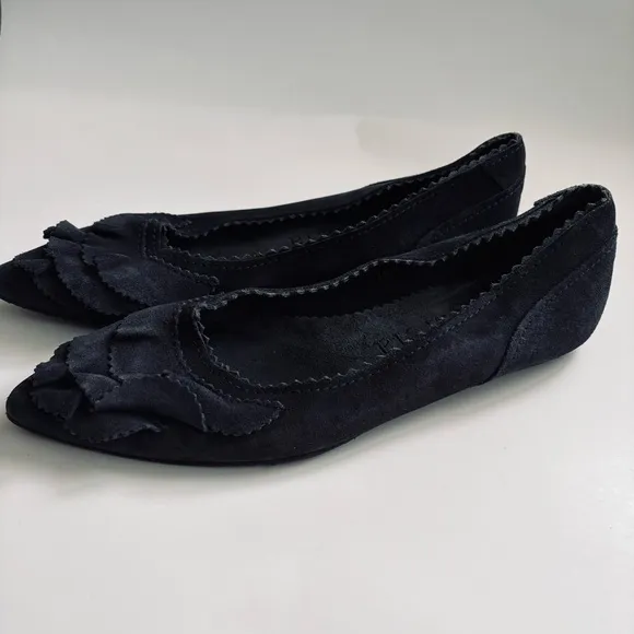 Pedro Garcia Albany Slip On Suede Leather Pointed Toe Ballet Flats Grey Sz 38/8