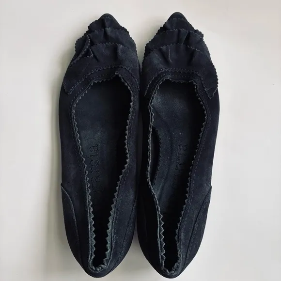 Pedro Garcia Albany Slip On Suede Leather Pointed Toe Ballet Flats Grey Sz 38/8