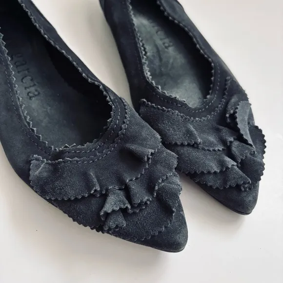 Pedro Garcia Albany Slip On Suede Leather Pointed Toe Ballet Flats Grey Sz 38/8