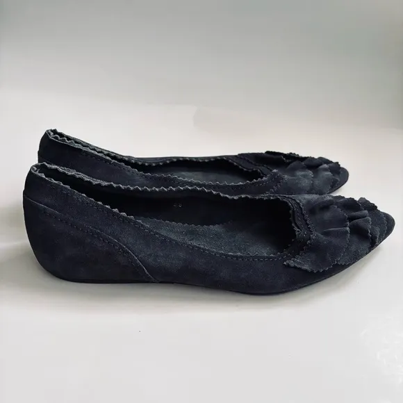 Pedro Garcia Albany Slip On Suede Leather Pointed Toe Ballet Flats Grey Sz 38/8