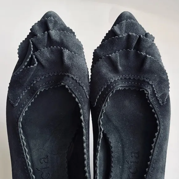 Pedro Garcia Albany Slip On Suede Leather Pointed Toe Ballet Flats Grey Sz 38/8