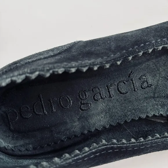 Pedro Garcia Albany Slip On Suede Leather Pointed Toe Ballet Flats Grey Sz 38/8