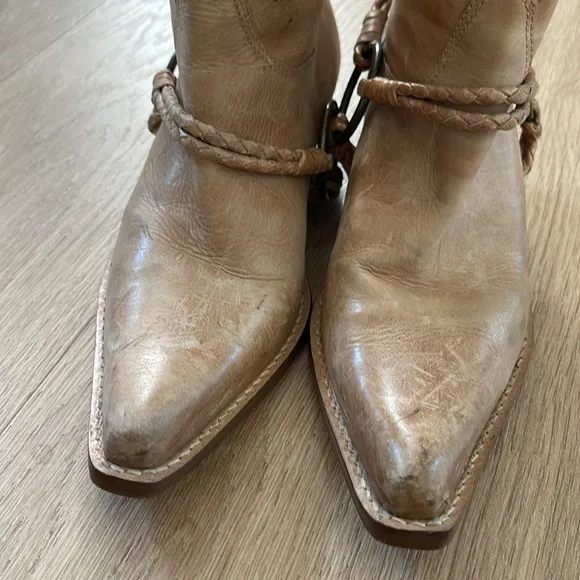 Penny Loves Kenny Lariat Women's Western Distressed Tan Leather Boots Size 6