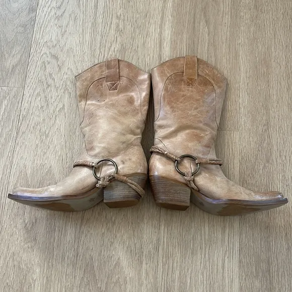 Penny Loves Kenny Lariat Women's Western Distressed Tan Leather Boots Size 6