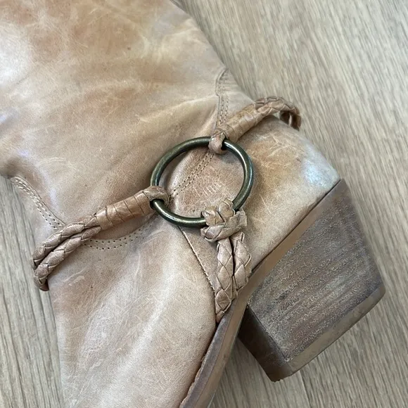Penny Loves Kenny Lariat Women's Western Distressed Tan Leather Boots Size 6