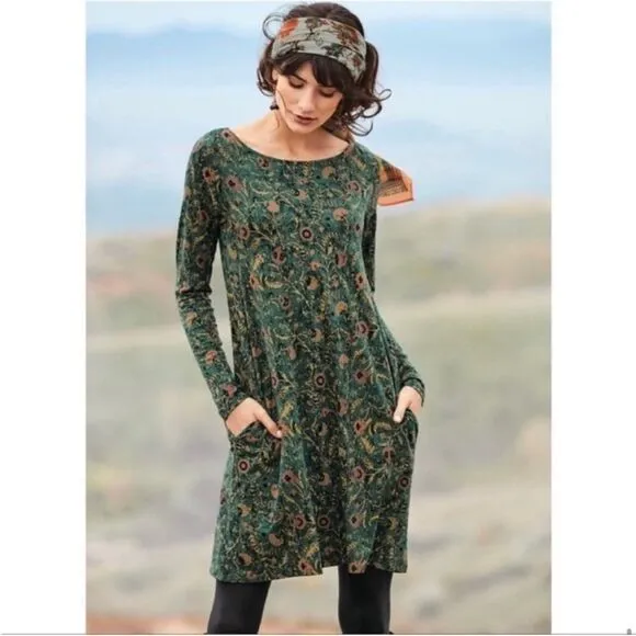 Peruvian Connection Orla Floral Long Sleeve Tunic Dress
